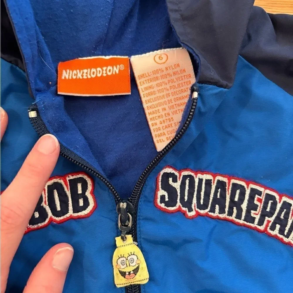 SpongeBob SquarePants vintage 2002 blue embroidered zip up hooded jacket
